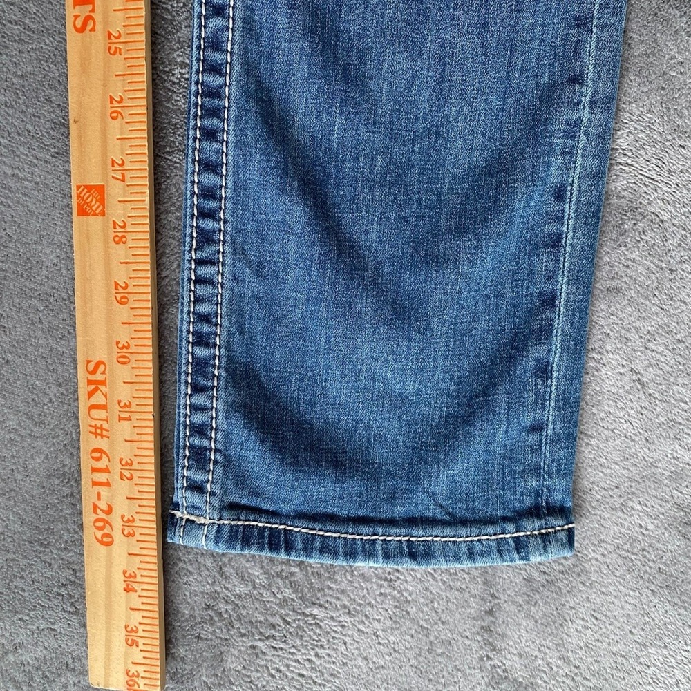 Miss Me Signature Straight Jeans 30x33 Blue Embroidered Sequin Low Rise Denim - Picture 14 of 16